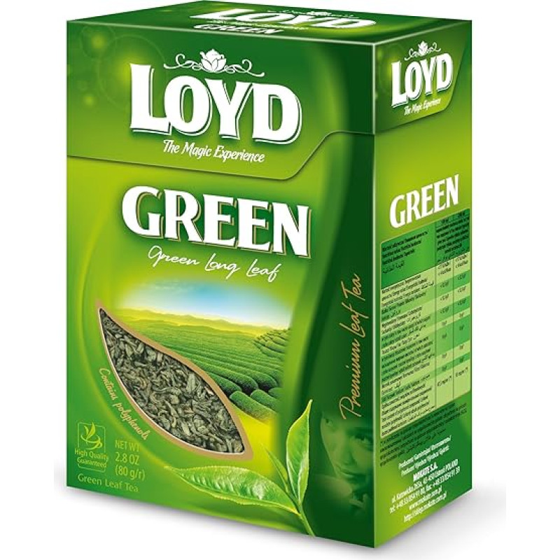 LOYD - žaliosios arbatos lapai - aukštos kokybės žaliosios arbatos lapų arbata iš Kinijos - žaliosios arbatos lapai - švelniai rauginta ir aromatinga, puikiai tinka karštai ir šaltai - 80 g