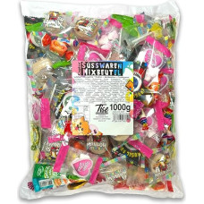 Tise Süsswaren 1000 g Confectionery Mix Bag, Colourful Mix - Throwing Material/Birthday/Candy Bar/School Cone - Each Part Individually Packed