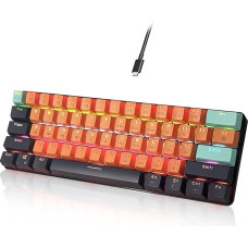 SHANGZHAOYUAN Gaming Keyboard, USB RGB Lighting Gamer Keyboard, 26 Anti-Ghosting, Red Switch, 60% QWERTY US Layout, Mechanical Keyboard Wired 61 Keys for PC/Windows Gamer/Office