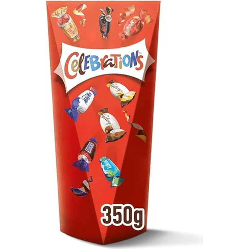 Celebrations Pop Geschenkbox | Mini šokoladinių saldainių mišinys Snickers, Twix ir kiti | Nauja pakuotė su praktišku įpakavimu | 1 x 350 g pakuotė