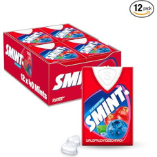 Smint Forest Fruit, 12 Dispensers of 40 Wildberry Pastilles, Sugar-Free Mints for Over 2 Hours of Fresh Breath (12 Packs of 40)