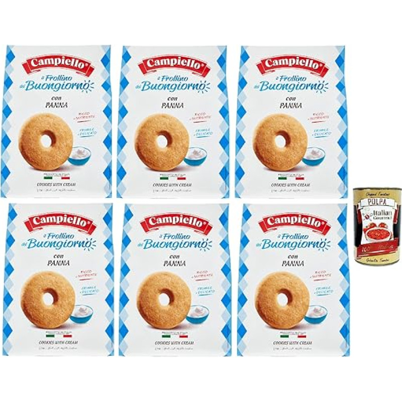 Campiello i Biscotti del Buongiorno Frollini alla panna Kreminiai sausainiai su grietinėle 6 x 700 g Sausainiai Sausainiai 100% itališki sausainiai + itališki gardėsiai Polpa 400 g
