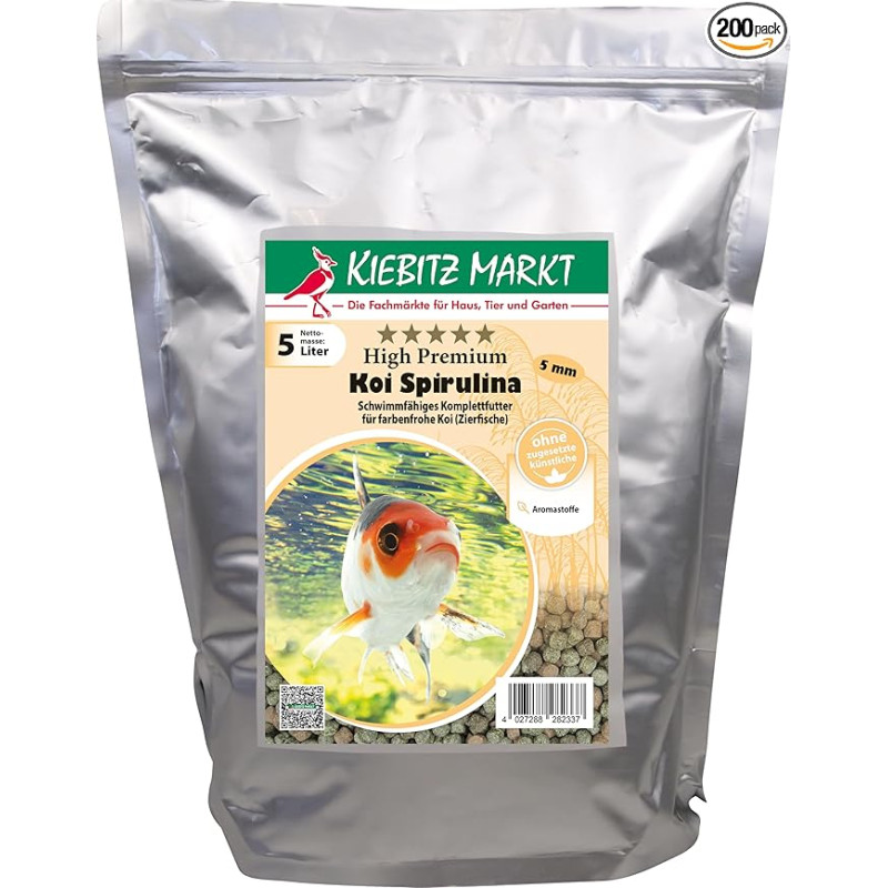 Kiebitz Markt High Premium Koi Spirulina 5 mm Teichfischfutter (15 kg)