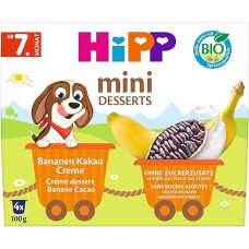 HiPP Organic Mini Dessert Banana Cocoa Cream (Pack of 6 with 4 x 100 g) from 7th Month in Practical Cups No Added Sugar in Best Organic Quality