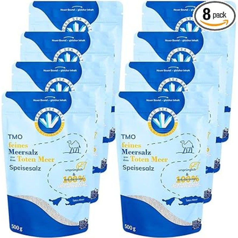 8x TMO druska Smulki natūrali Negyvosios jūros druska 500g