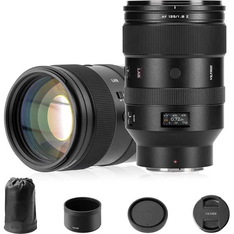 VILTROX 135 mm F1.8 LAB Full Frame STM automatinio fokusavimo objektyvas, skirtas Nikon Z laikikliu tvirtinamiems fotoaparatams Didelė diafragma Suderinamas su Nikon Z9 Z8 Z8 Z7 Z6 Z5 Z50 Z30 ZFC
