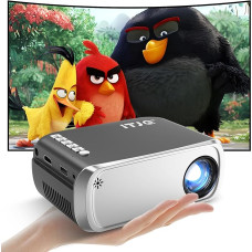 Mini Projector, Portable Projector 1080p Support, Phone Projector Compatible with iOS/Android Smartphone/Laptop/PS4, Film Projector with HDMI/USB Interfaces for Home Cinema (Silver)