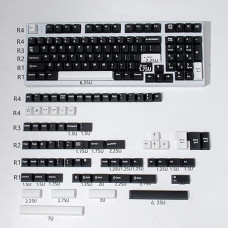 Juodai balti WOB klavišų dangteliai 173 klavišų rinkinys Cherry Profile Doubleshot Custom Keycaps ISO ANSI, skirti Cherry MX Gateron mechaninėms klaviatūroms