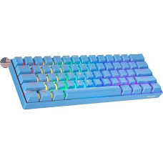 Geeky GK61 60% | Mechaninė žaidimų klaviatūra | 61 klavišas su įvairiaspalviu RGB LED apšvietimu, skirtas PC/Mac žaidėjams| ANSI JAV amerikietiškas išdėstymas (mėlyna, mechaninė, geltona)