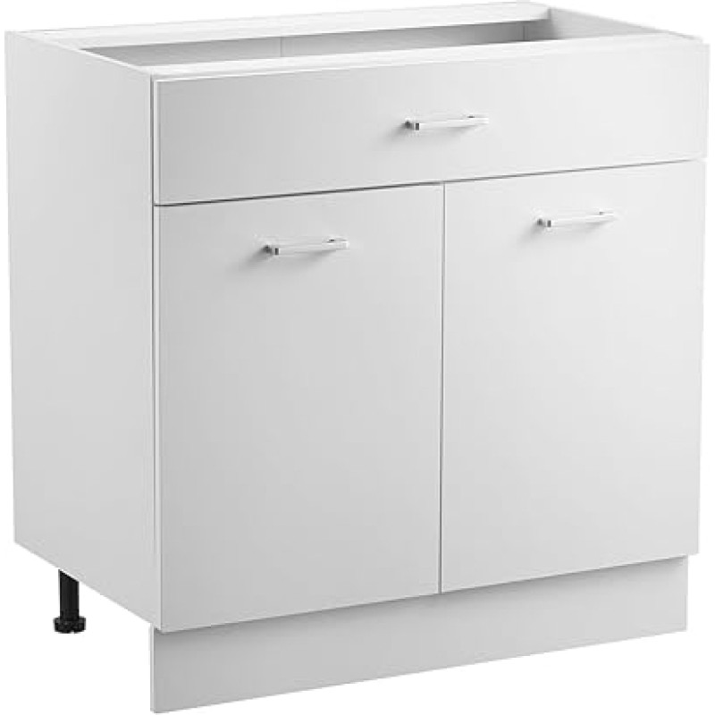 VEVOR White Base Cabinet Kitchen Cabinet with Drawers (800 x 475 x 816 mm) Drawer Base Cabinet, Ready to Assemble Cabinet with Soft-Close Doors & Adjustable Shelf, for Household Office