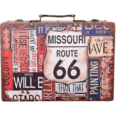 Birendy Travel Chest, Car Suitcase, Suitcase Set, with Faux Leather Treasure Chest, Pirate Chest, Wooden Box (1711-Route66-XL-36 cm)