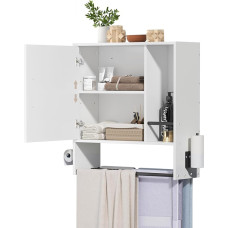 DFENG sieninės spintelės vonios kambariui, vonios spintelė, pakabinama su atvirais skyriais, sieninė spintelė tualetui ir virš kriauklės, reguliuojamos lentynos, vonios kambario spintelė, virtuvės spintelė, montuojama ant sienos