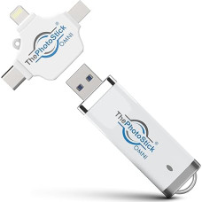 ThePhotoStick® Omni 64GB - saugus nuotraukų ir vaizdo įrašų atsarginis kopijavimas ir perkėlimas | Skaitmeninių failų tvarkymas | USB ir daugiafunkcinis prievadas telefonams, planšetiniams kompiuteriams ir kompiuteriams | Nešiojamoji saugykla |