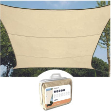 Perel Sun Shade Sail Shade Sail Sun Shade for Patio Pool Water Resistant UV Block 4 Stainless Steel O Rings 4X3M 160GSM Polyester Rectangle Cream White