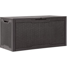 YITAHOME 100 Gallon Resin Deck Box, Weatherproof Outdoor Storage Box, Lockable Indoor and Outdoor Storage for Accessories and Basic Supplies, Dark Brown