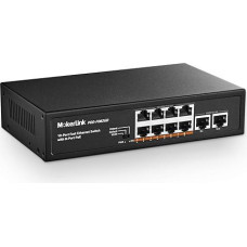 MokerLink 10 Port PoE Switch, 8 PoE+ 100Mbps, 2 Gigabit Uplink, 96W 802.3af/at, Fanless Plug & Play Ethernet Switch