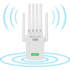 WLAN Amplifier Socket, WiFi Repeater with 6 Antennas, 5,000 m² Coverage & 50 Devices, LAN Connection, Access Point Mode, White