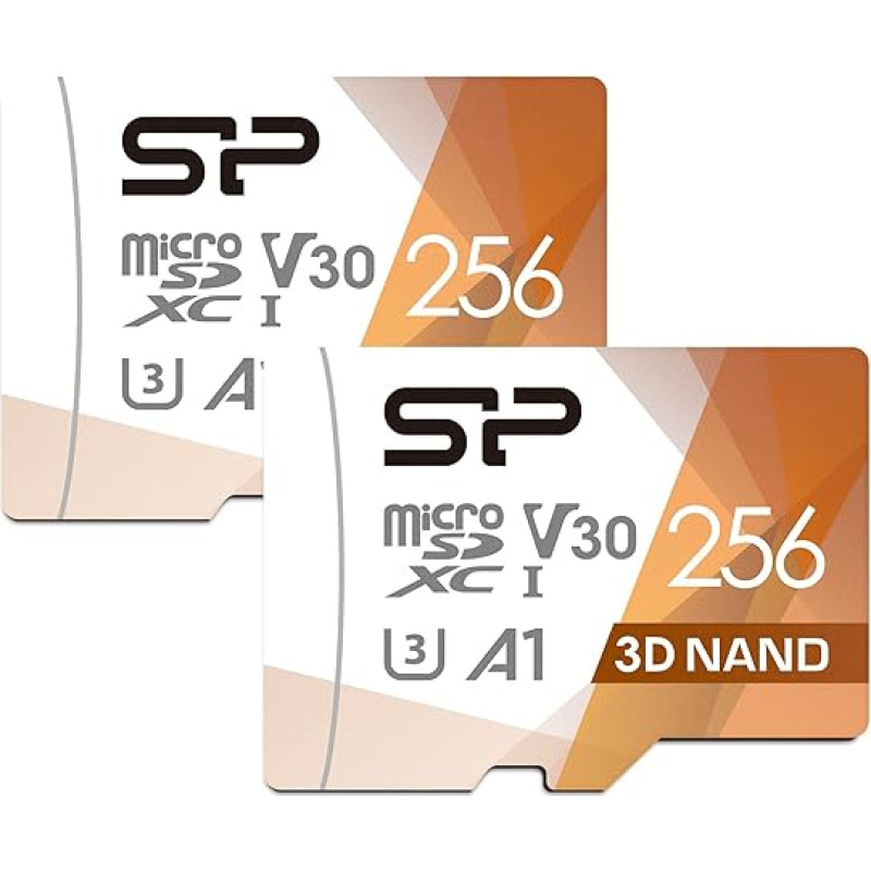 Silicon Power 2 pakuotės 256 GB Micro SD kortelė U3 Nintendo Switch suderinama SDXC Microsdxc didelės spartos MicroSD atminties kortelė su adapteriu