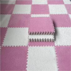 ouxei Pakuotė 12 12 x 12 colių (30,5 x 30,5 cm) 0,4 colio pliušinių EVA putų susikertančių grindų kilimėlių svetainei ir miegamajam (rožinė balta)