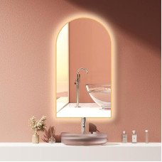 HOKO San Diego LED Bathroom Mirror Arch Anti-Fog 50 x 90 cm / 90 x 50 cm with Golden Metal Frame High + Horizontal Mounting Arch+Touch Switch + Light Change 2700-6500 K Warm White Cool White Neutral