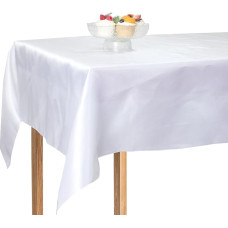 MLMOMVME Stačiakampė staltiesė 145x255cm Didelė poliesterio staltiesė vestuvėms Piknikas Kūdikių dušas Gimtadienis Viduje Lauke Balta