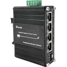 Pramoninis 5 prievadų komutatorius Gigabit PoE+ Ethernet komutatorius 4 prievadai 120 W PoE+ inžektorius 10/100/1000Base-T ir 1 prievadas 100/1000Base-X dvigubo greičio SFP 12 ~ 48 VDC plataus diapazono maitinimo įvestis