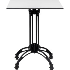 furni24 Kvadratinis medinis stalas su metalinėmis kojomis, valgomojo stalas, stalas su vielinėmis kojomis, valgomasis, virtuvės stalas, restorano stalas, baltas, 59 x 59 cm (59 x 59 cm)