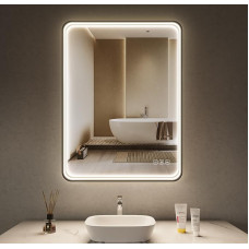 lichtvoll LED Bathroom Mirror with Lighting, Touch Switch, Dimmable, 3 Light Colours, Anti-Fog, Horizontal & Vertical, 60 x 80 cm