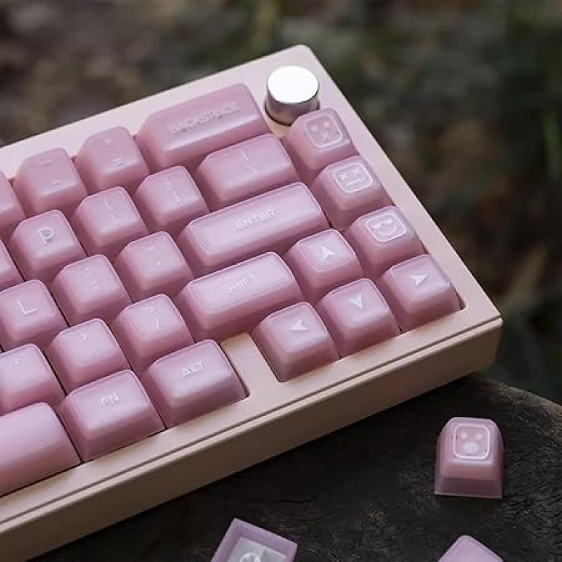 142 Keys PBT Doubleshot Keycaps SA Profile Pink Keycap Set Suitable for 61/64/87/104/108 Cherry MX Switch Mechanical Keyboard