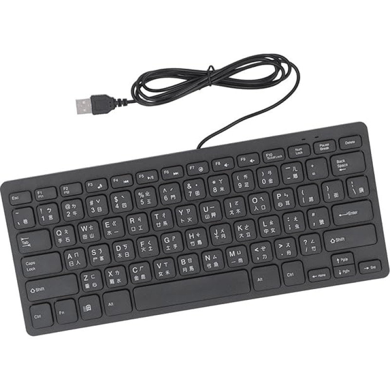 Plyisty japonų arba Cangjie klaviatūra USB laidinė klaviatūra itin plona 78 klavišų kompaktiška klaviatūra PC kompiuterio stalinis QWERTY išdėstymas (Cangjie kalba)