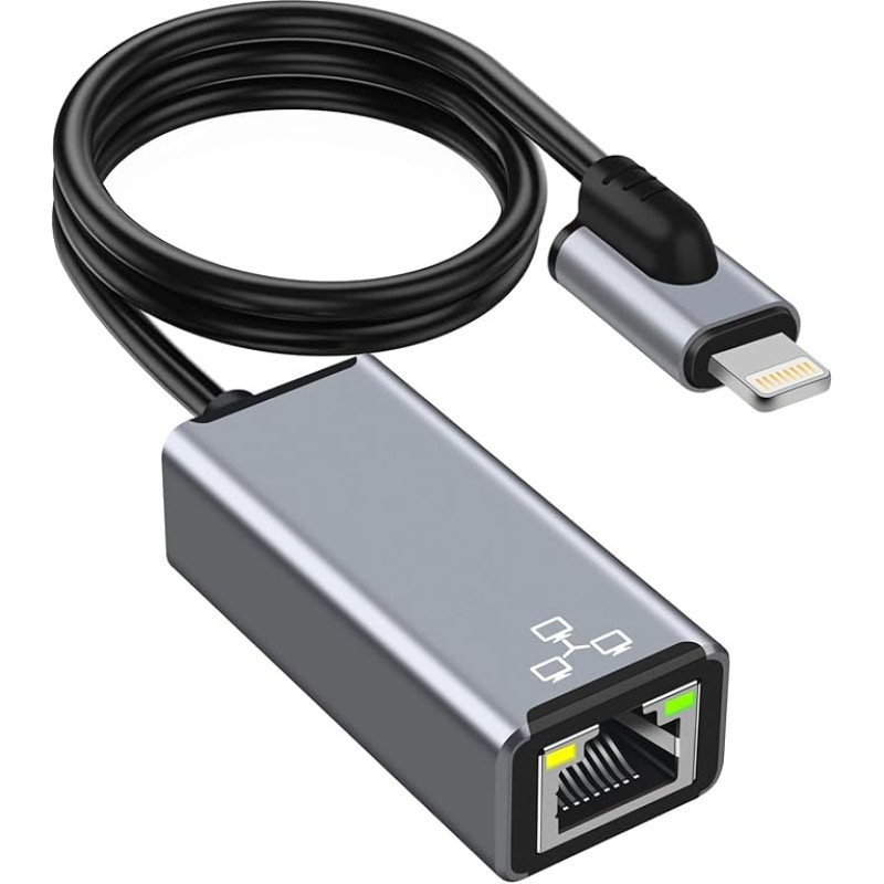 NCGGY Lightning 1ing to RJ45 Ethernet LAN Network Adapter for iPhone [MFi Certified], i-Pad to Ethernet Adapter with Charging Port, 100Mbps High Speed, Plug and Play