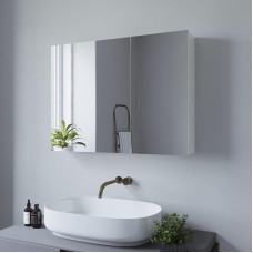 AQUABATOS Vonios veidrodinė spintelė 80 x 60 cm be apšvietimo Aliuminio rėmas Baltas matinis Dvigubos durys Dvigubas veidrodinis veidrodis Mažas siauras vonios kambarys Ne plastikinis