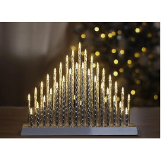 Marco Paul Christmas Aluminium LED Pipe Candle Bridge Festive Decoration Silver Tube White Base Warm White Lights Modern Faux Candle Centrepiece Window Decoration Xmas Decoration (17 Pipes)