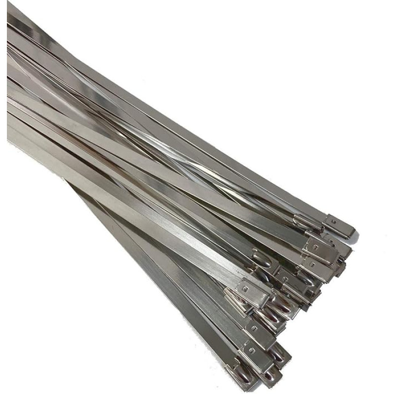 Premium Stainless Steel Cable Ties, SS304 Stainless Steel Cable Ties, Metal Cable Ties, Exhaust Wrap, Self-Closing Cable Ties, Marine Grade Metal Tie Wraps, Silver