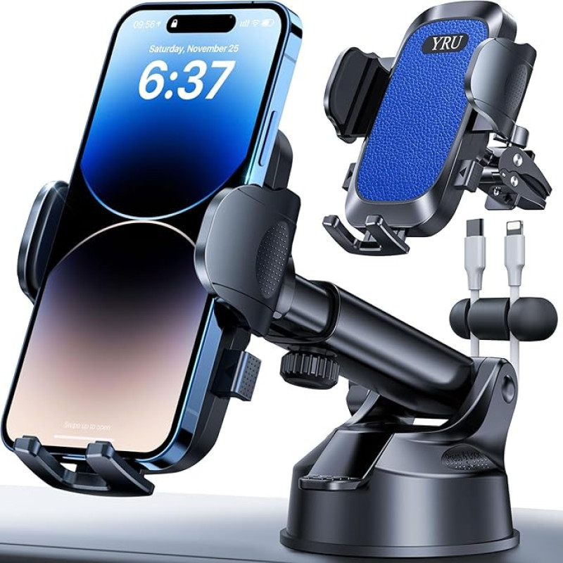 Mobile Phone Holder Car [2024 Best] Mobile Phone Holder Car [Strongest Suction Cup & Clip] Universal Car Mobile Phone Holder Dashboard Disc Ventilation for iPhone 15 Pro Max 14 13 12 Samsung S24