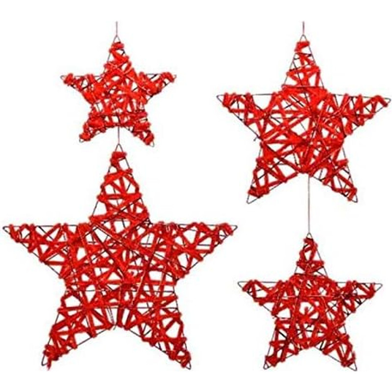 Kaemingk Group 4 8719152665877 Iron Hanging Stars Red Christmas Decoration Multi-Coloured