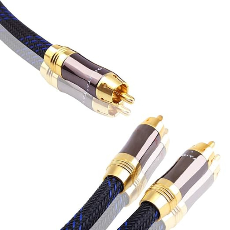 KUYIOHIFI -Subwoofer RCA Y Cable Audio Cable 1 RCA to 2 RCA (0.5 m)