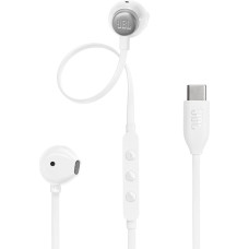 JBL Tune 305C Headphones - Wired In-Ear Headphones with JBL Pure Bass Sound, Microphone and USB-C Port - White