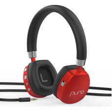 Puro Sound Labs PuroQuiet Plus Volume Limited On-Ear Active Noise Cancelling Bluetooth Headphones - Lightweight Headphones for Kids with Built-in Microphone - Safe Sound (Red)