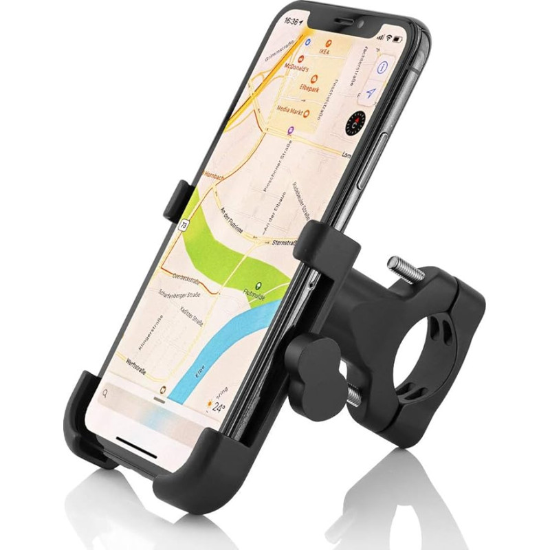 MidGard Aluminum Motorcycle Bike Phone Mount for Smartphones Mobile Phone Holder Compatible with Apple iPhone, Samsung, Huawei, Xiaomi