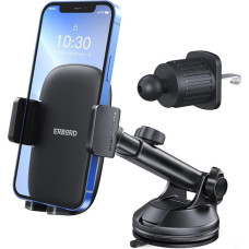 ERBORD Mobile Phone Holder Car - for Smartphone 4.43-7.31 Inch - Grip for Mobile Phone - with Suction Cup and Ventilation Handle - Mobile Phone Holder Car - Mobile Phone Holder Adjustable Arm -