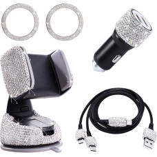 Car Accessories, Interior Women’s Glitter Car Decoration, Interior Women’s Car Accessories, Bling Bling Car Accessories, Crystal USB Adapter, USB Cable Micro Type C, Mobile Phone Holder