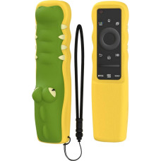 Protective Case Compatible with Samsung Remote Control SolarCell Smart Voice Remote 2021 Cover BN59-01357A BN59-01358 RMCSPA1EP1 Neo QLED UHD Remote Control (Crocodile Yellow + Green)