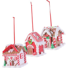 Toyvian Pack of 3 Christmas House Pendants Christmas House Decorations Christmas Tree Gingerbread House Candy House Decorate Desktop Christmas Gingerbread House Decoration Resin Country Mint