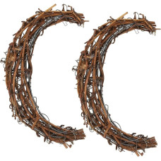 PATIKIL Moon Rattan Wreath, Pack of 2, 15 cm Length, Christmas Natural Grapevine Branch Wreath, Garland, Flower Ring, Hoop for Door, Window, Hanging Decorations, Brown