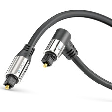 sonero® Premium optisches Toslink Kabel, 20,0m, vergoldete Kontakte, 1 x 90° Stecker, 360° drehbar, schwarz