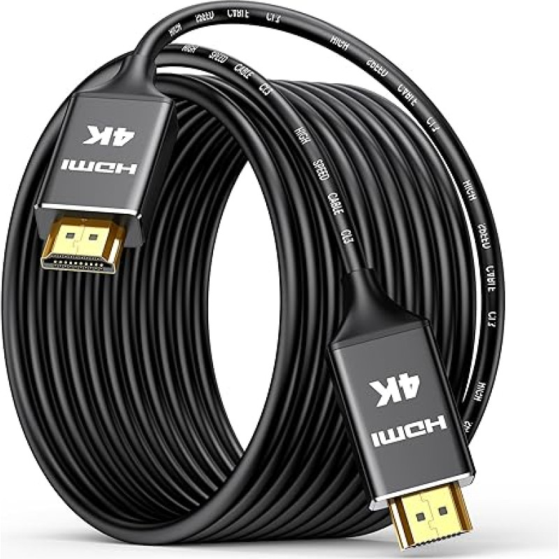 Highwings 4K HDMI Cable 20 Metres, Wall CL3 Rated 18Gbps HDMI 2.0 Cable, High Speed HD Shielded Cord Support HDR10 ARC HDCP2.2 Compatible with PS3/4, Laptop, PC, HDTV, Projector