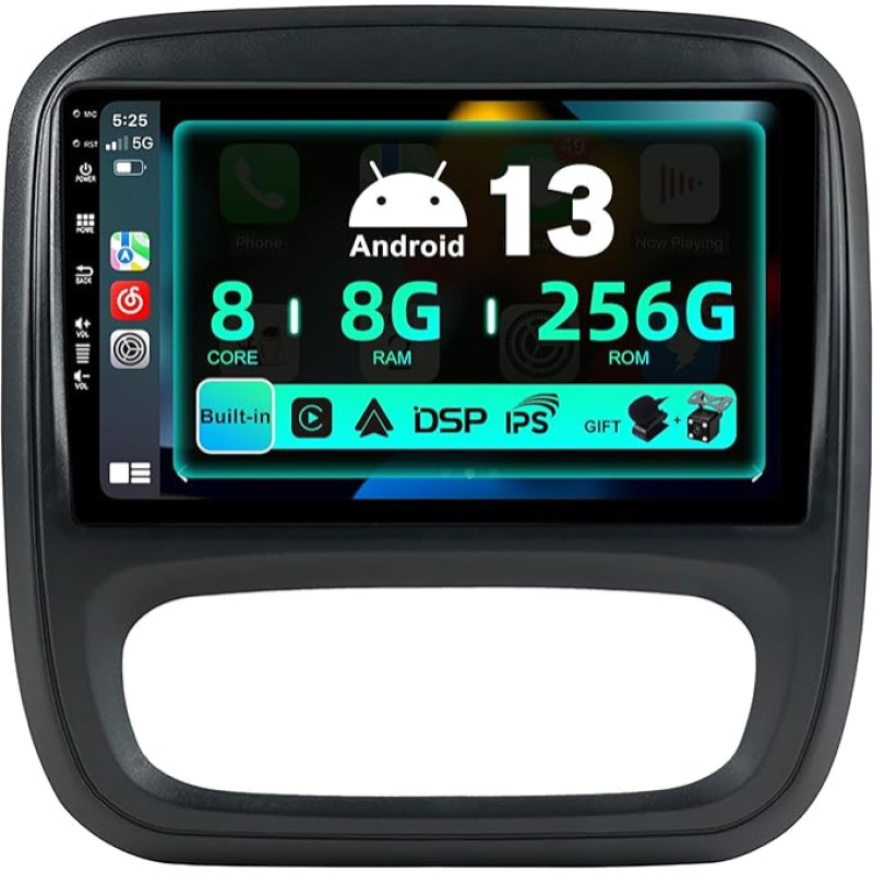 BXLIYER 8G + 256G Android 13 IPS Car Radio Suitable for Renault Trafic 3 / Opel Vivaro B (2014-2021) - Built-in Carplay/Android Car/DSP - LED Camera + MIC - DAB SWC Fast-Boot 360-CAM -2 DIN 9 Inch