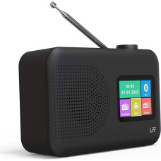 Dab Radio, LFF DAB Digital Radio, Small FM Digital Radio, DAB Plus Radio, Kitchen Radio with Cable or Battery Operated Radio, Colour Display Radio with Bluetooth, Black