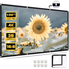 100 Inch Projector Screen - Polyester, 16:9 Aspect Ratio, Thick Material, Easy Installation, Wrinkle-Free, 165° Viewing Angle - Foldable & Wrinkle Free Design Perfect for Indoor and